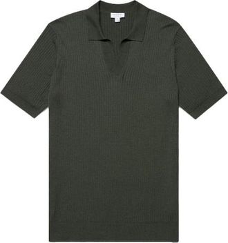 Sunspel Ribbed-knit Silk and Cotton Polo Shirt Size M