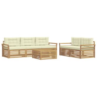 vidaXL Set Di Divani Da Esterno 6 Pz Bianco E Crema Vidaxl