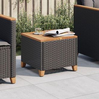 vidaXL Tavolo da Giardino Nero 45x45x37cm in Polyrattan e Legno Acacia - Vidaxl