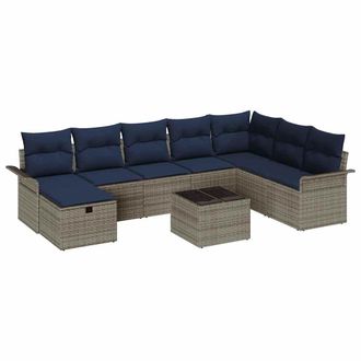 vidaXL Conjunto De Sof&aacute; De Jard&iacute;n Con Coj&iacute;n 9 Pcs Polirat&aacute;n Vidaxl