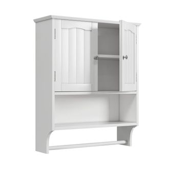 Urban Meuble Armario de ba&ntilde;o de pared blanco con puertas y portatoallas