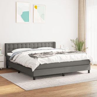 vidaXL Cama Box Spring Con Colch&oacute;n Tela Gris Oscuro 160x200 Cm Vidaxl
