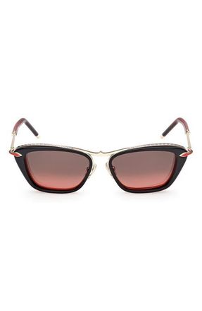 Christian Louboutin 54mm Geometric Sunglasses in Black/Red Gold Metal at Nordstrom