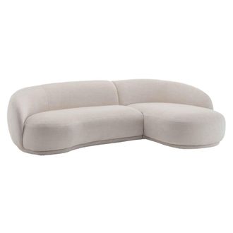 Oviala Sof&aacute; esquinero derecho de 3 plazas con chaise longue, crema