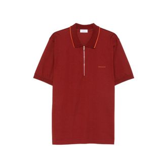 Ferragamo Zip-fastening Logo-embroidered Polo Shirt