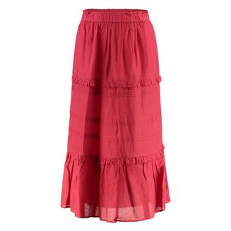 Isabel Marant Midi Skirts, female, Red, Size: 2XS Ruffled Cotton Midi Skirt