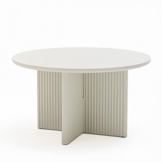 DRAWER Mesa baja redonda de madera &oslash;80cm - Greige