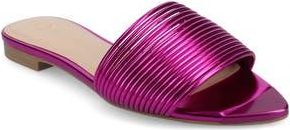 Journee Collection Feather Faux Leather Slide Sandal in Pink at Nordstrom Rack, Size 9.5