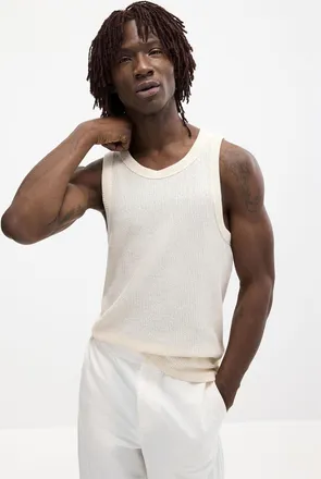 Le 31 Mens Openwork knit Tank Top Comfort fit