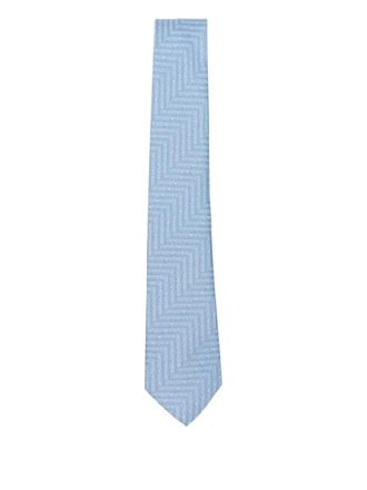 Emporio Armani logo-pattern tie - Blue