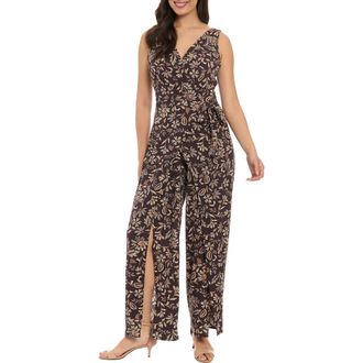 London Times Floral Walk-Through Jumpsuit in Brown/Beige at Nordstrom Rack, Size 6