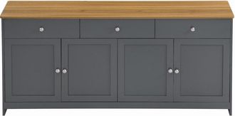 Urban Meuble Aparador efecto madera y gris 4 puertas 3 cajones