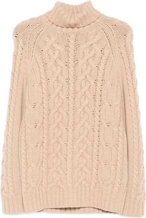 Brunello Cucinelli Pullover met kabelsteek en col - Heren - Cashmere truien - Beige - M - Kasjmier - Truien & Vesten