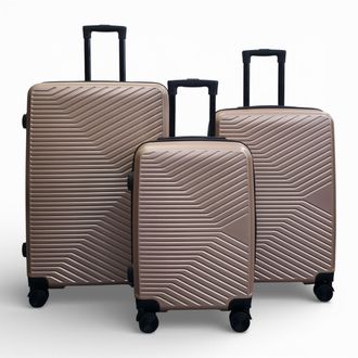 Infinity Leather Gouden Hardshell Koffer Robuust 8-wiel Bagagekoffer