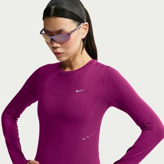 Nike Womens Swift Dri-FIT Seamless Long-Sleeve Running Top in Red | IU1057-630