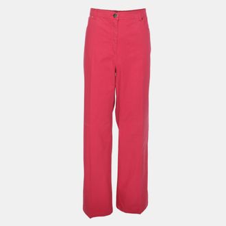 424 Elena Miro Pink Stretch Cotton Wide Leg Trousers