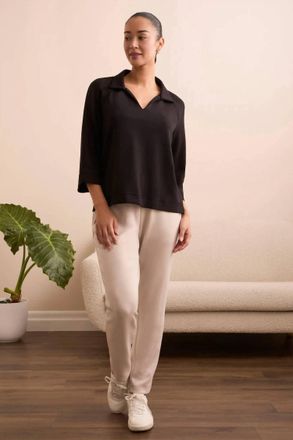 Tribal Henley Three-Quarter Sleeves Shirt In Black