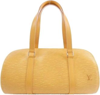 Louis Vuitton Pre-owned Handbags, female, Yellow, Size: ONE SIZE Pre-owned Structured Leather Handbag with Top Handles & Secure Closure