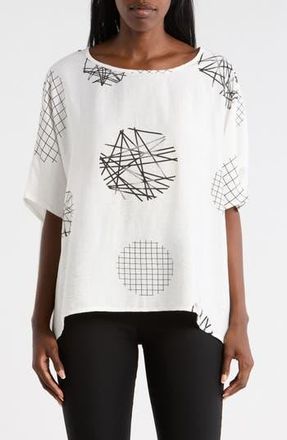 Patrizia Luca Scribble Print Top in White at Nordstrom Rack, Size Large/x-Large