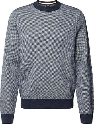 HUGO BOSS Hugo, Round-neck Knitwear, male, Blue, Size: 2XL Maglia a girocollo
