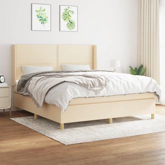vidaXL Vidaxl - Cama Box Spring Con Colch&oacute;n Tela Color Crema 180x200 Cm