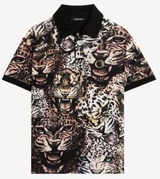 Roberto Cavalli Animal Print Cotton Polo Shirt, Size X-Small