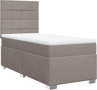 vidaXL Vidaxl - Cama Box Spring Con Colch&oacute;n Tela Gris Taupe 100x200 Cm