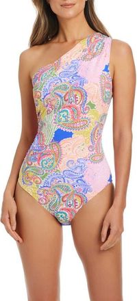 Bleu Rod Beattie One-Shoulder One-Piece Swimsuit in Pink Multi at Nordstrom, Size 12