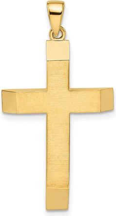Diamond2Deal 14k Yellow Gold Satin Polished Beveled Large Latin Cross Pendant