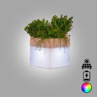Monacis Jarr&oacute;n Luminoso De Dise&ntilde;o De 40x40 Cm Y 40 Cm De Alto, En Pol&iacute;mero Con Led Multicolor Con Alimentaci&oacute;n A Bater&iacute;a Y Solar, Para Interiores Y Exteriores