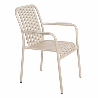 Oviala Silla de terraza con reposabrazos de aluminio topo