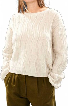 JUMPER 1234 Raw Cut Cable Crew Jumper In Jasmine