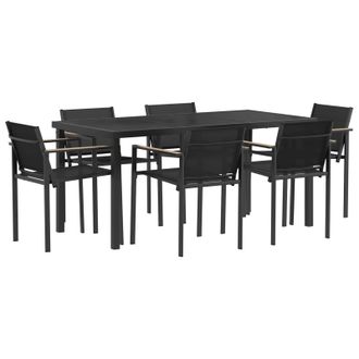 vidaXL Juego De Muebles De Exterior 7 Pcs Negro Y Antracita Textileno Vidaxl