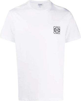 Loewe T-Shirts, male, White, XL, Anagram Embroidered Logo T-Shirt