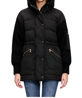 Moorer Hooded Mid Length Coat In Nero