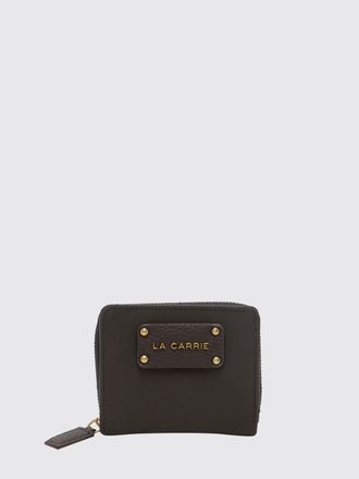 La Carrie Portafoglio bifold in pelle sintetica a grana con logo metallico