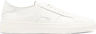 Santoni Textured Leather Low-Top Sneakers With Logo Detailing