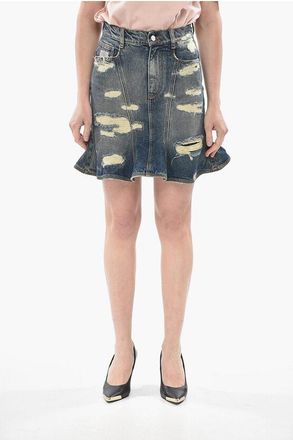 Marc Jacobs Distressed Denim Miniskirt With Flared Design size 25