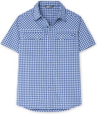 Stio | Mens Eddy Shirt Short Sleeve, Size Extra Extra Extra Large in Cobalt Night Gingham