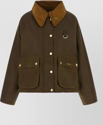 Barbour waxed cotton cropped single breasted jacket