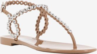 Aquazzura Flache PVC-Sandalen mit Kristallen Almost Bare