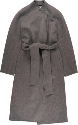 Khaite Grijze Wollen Jas met Riem - Dames - Jas met riem - Grijs - M - Wol - Jassen