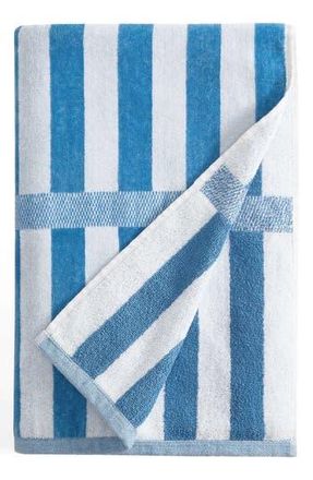 Calvin Klein Mingled Check Beach Towel in Blue Jasper /White at Nordstrom Rack