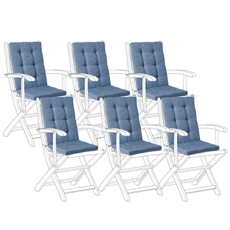 Beliani Conjunto De 6 Cojines Para Silla De Jard&iacute;n Asiento Y Respaldo Acolchado Con Reposacabezas Azul Java/amantea Premium