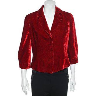 Emporio Armani Red Velvet Button Front Blazer