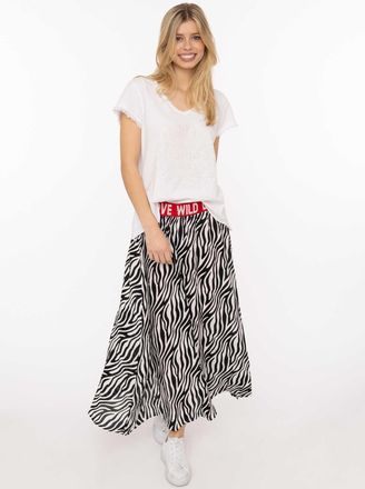 Zwillingsherz Maxirock ZWILLINGSHERZ Classic Zebra, Damen, Gr. L/XL, schwarz, Web, Obermaterial: 100% Viskose, R&ouml;cke Maxirock, Zebramuster, Gummizug mit Schrift, le