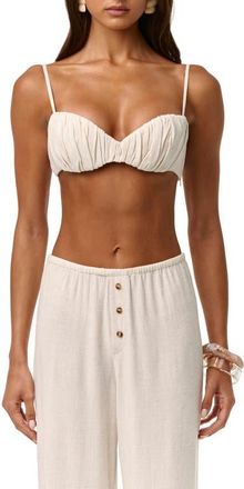 Naked Wardrobe Ruched Spaghetti Strap Bralette in Cream at Nordstrom, Size X-Small