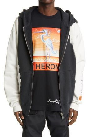 Heron Preston x Caterpillar Phantom Tie Dye Cotton Hoodie in White Phantom at Nordstrom, Size Xx-Large