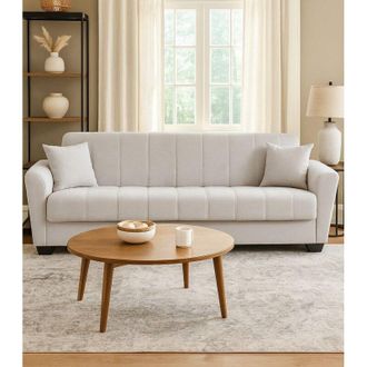 Dmora Sof&aacute; Cama 3 Plazas Ribera, Con Almacenaje, Apertura Click-clack, Lavable, 225x83 Cm Gris Claro