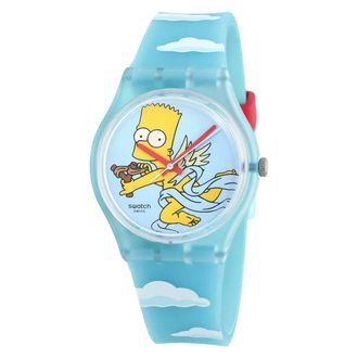 Swatch Angel Bart Quartz Light Blue Graphic Dial Unisex Watch SO28Z115